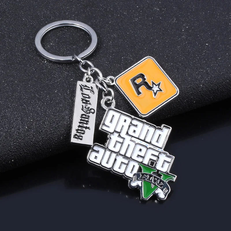 Game PS4 GTA5 Keychain GTA V Grand Theft Auto 5 Star Muti Pendant Keyring For Men Fashion Key Holder Jewelry