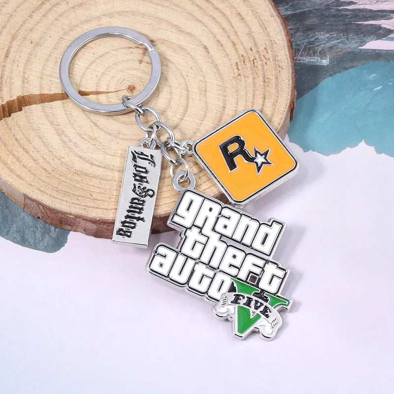 Game PS4 GTA5 Keychain GTA V Grand Theft Auto 5 Star Muti Pendant Keyring For Men Fashion Key Holder Jewelry